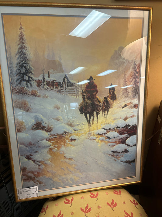 Guy Harvey Signed Print (Two Cowboys/Horses in Snow)