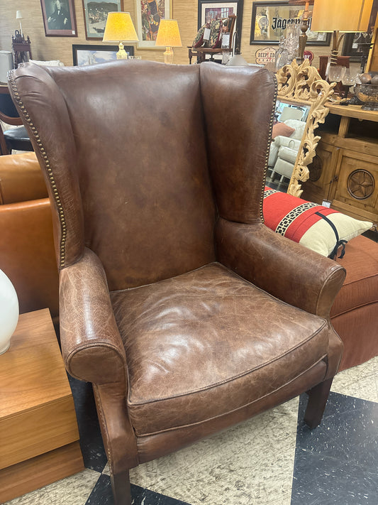Hawthorne Leather Cigar Chair w/ Nailheads