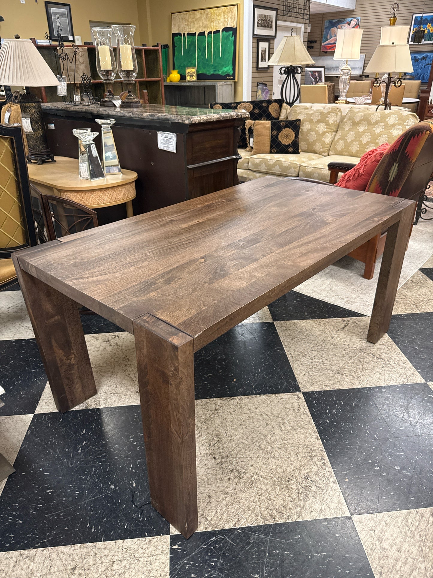 CB2 Blox Rectangular Brown Wood Dining Table 63"