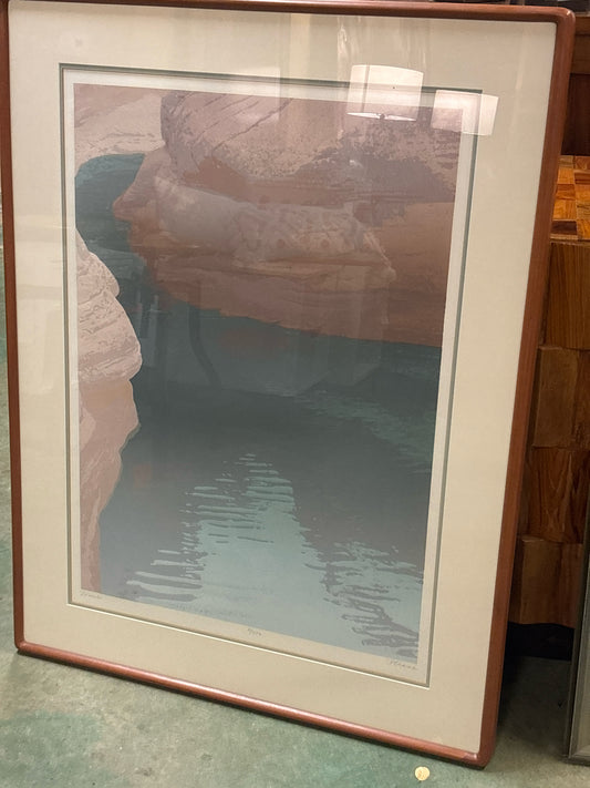Paula Crane Signed & No Limited Ed Serigraph in Rounded Wood Frame (32x42 1/2)
