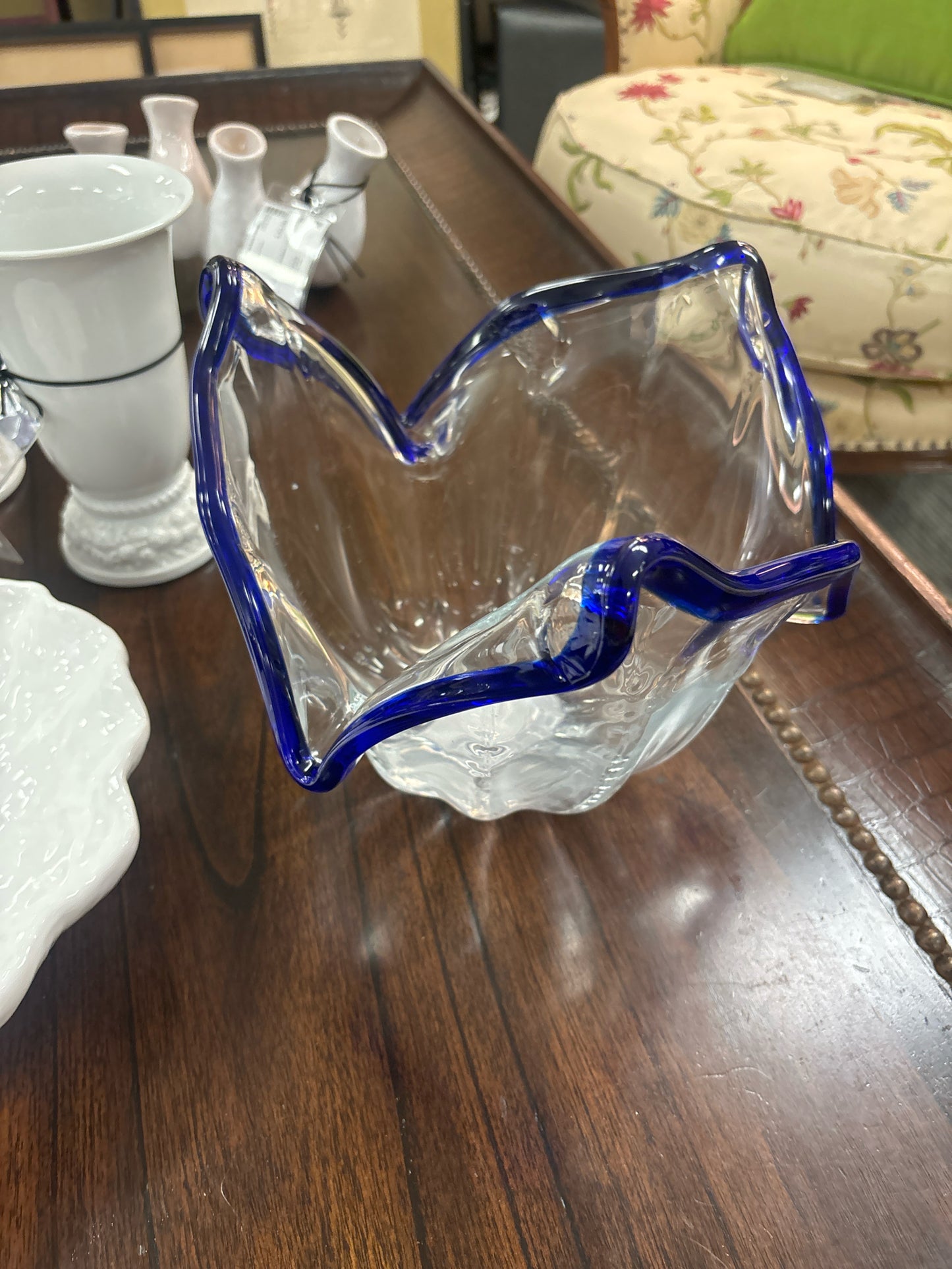 Blue & Clear Murano Glass Bowl