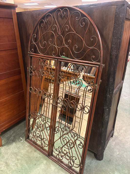 Wrought Iron Garden Gate Wall Mirror (55"-closed 58"-open x30")