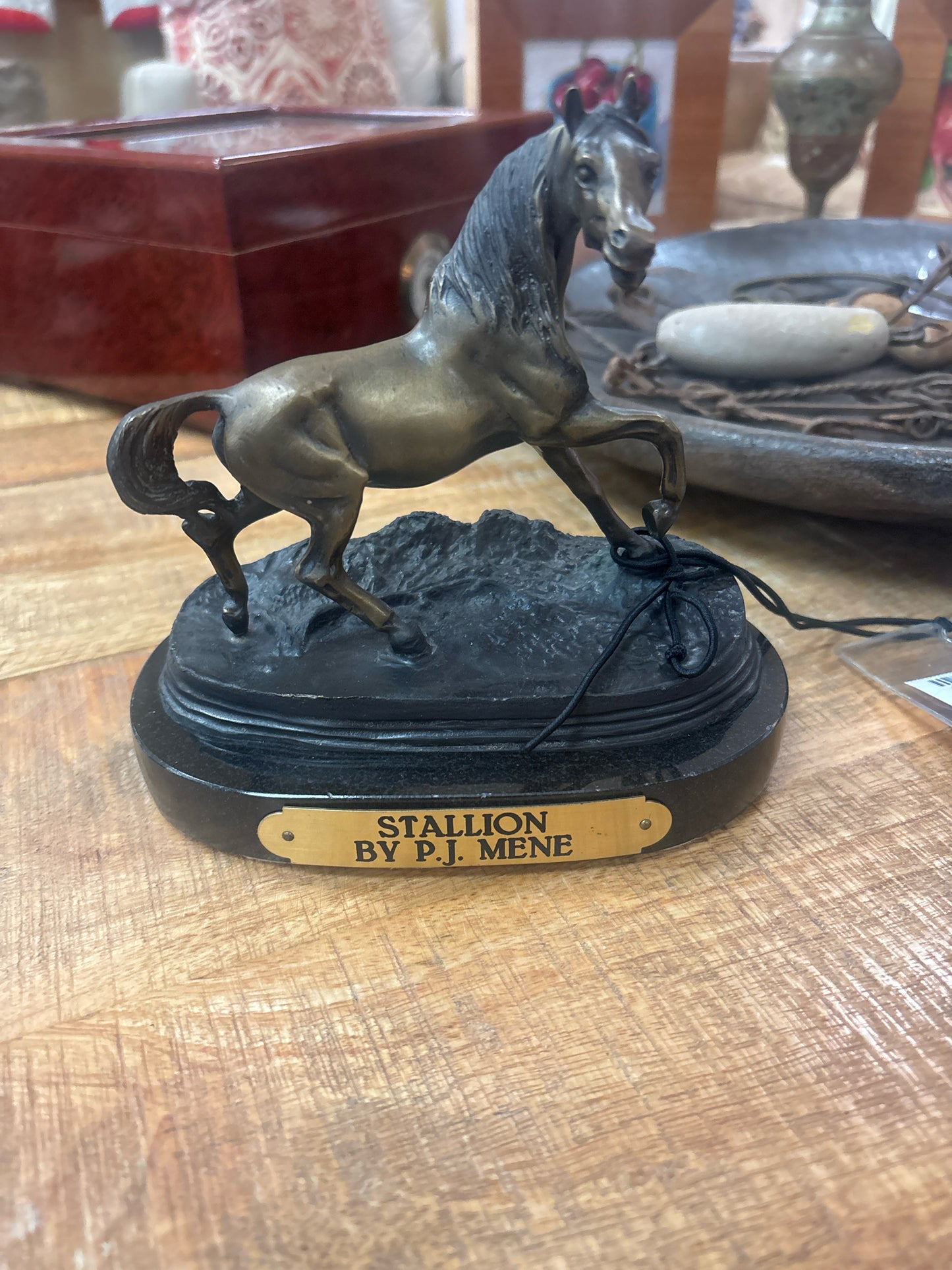 Stallion Bronze Sculpture by PJ Mene on Black Marble Base