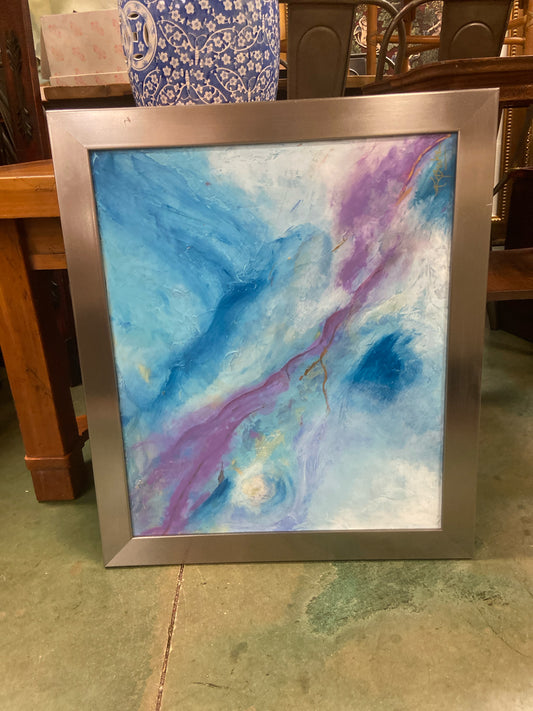 Abstract Swirl Art in Silver Frame