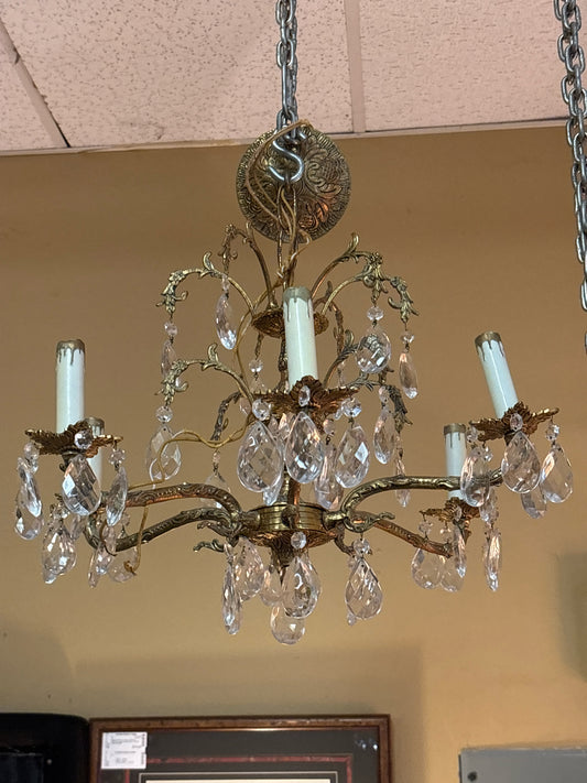 Brass & Crystal Chandelier