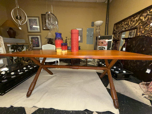 Pine Wood Table Rectangle w/ Pipe X Base