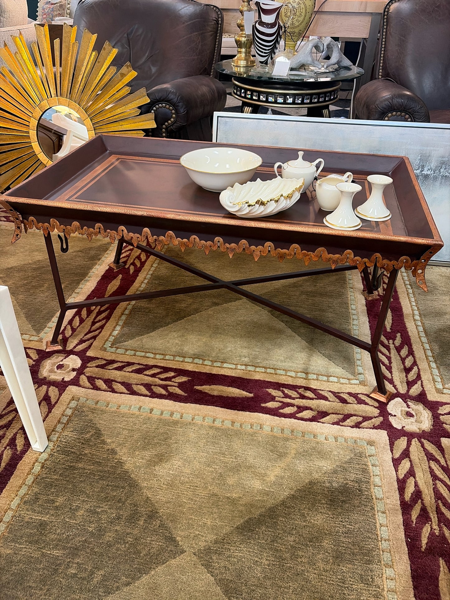 Las Palmas Collection Chamberey Metal Coffee Table w/Gold Trim (42x24x21)