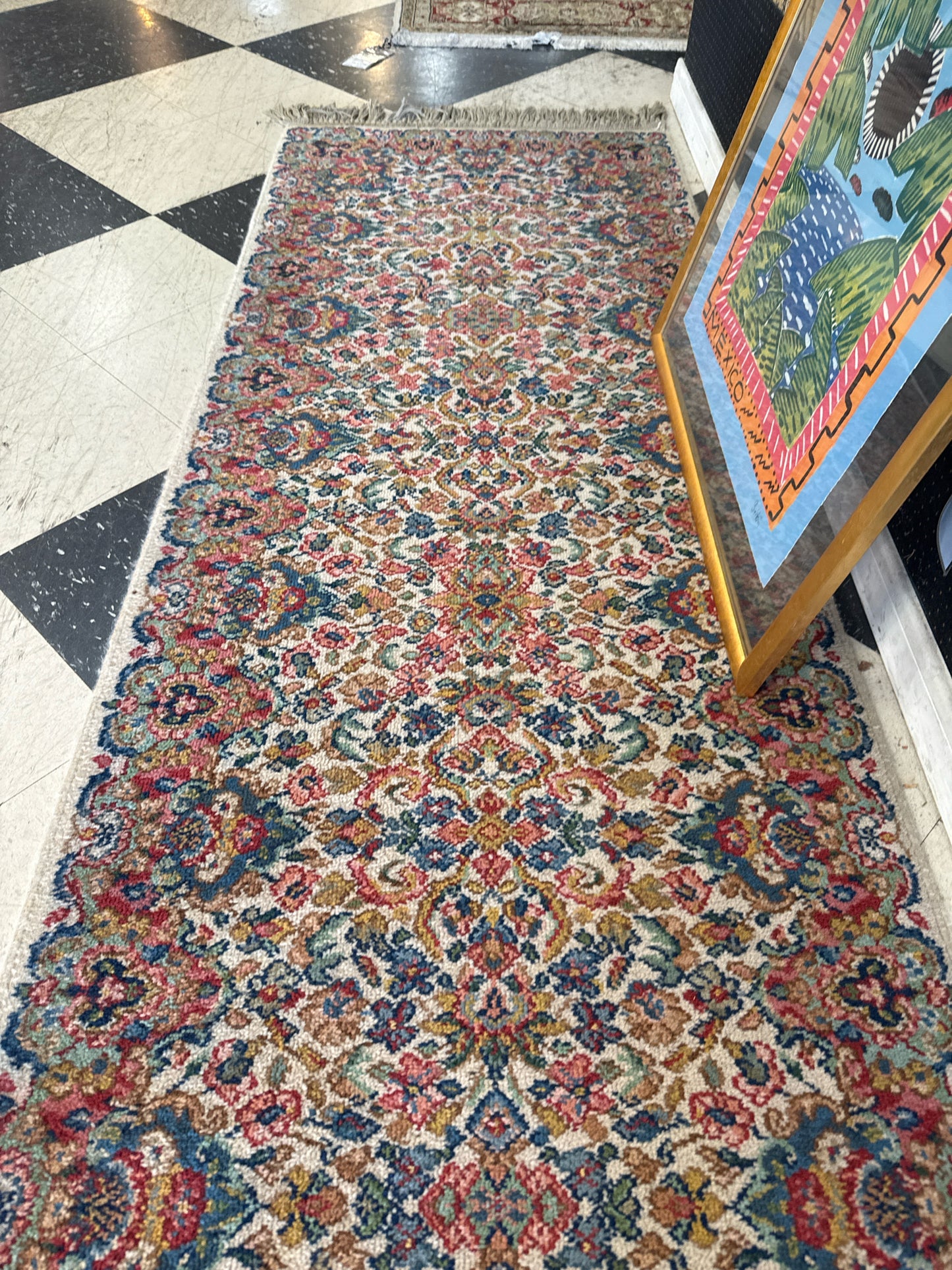 Cream & Multicolor Karastan Runner Rug (12x2.5)