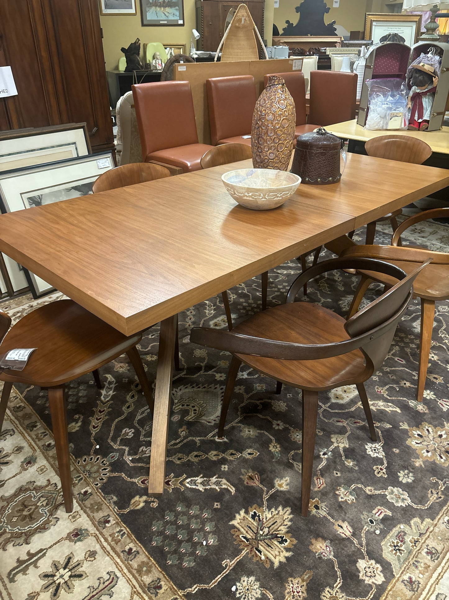 Design Within Reach Cross Extension Walnut Table w/Cherner 2 Arm/4 Side Chairs