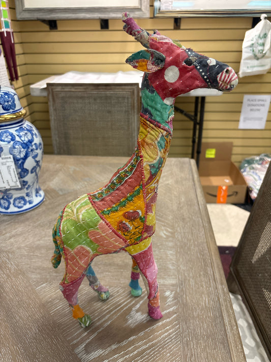 Muliti Colored Indian Slow Stitched Giraffe-Made from Recycled Saris