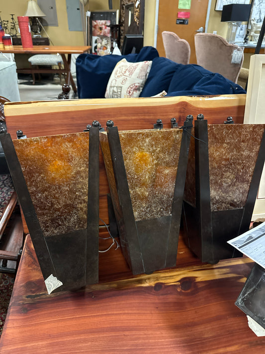 SET of 3 Copper & Bronze Wall Sconces