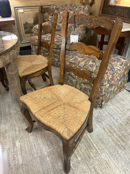 SET of 4 Ladderback Chairs w/ Woven Seats