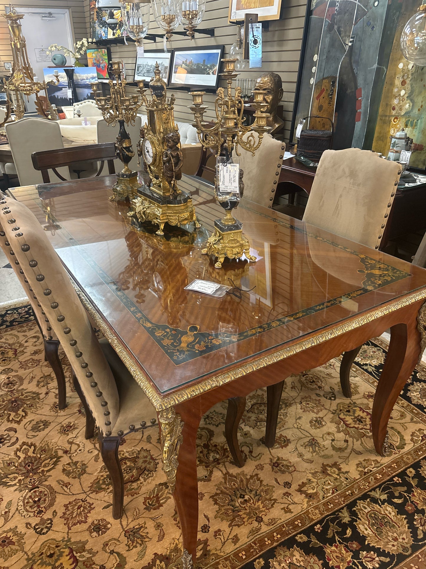 Antique Rosewood French Italian Inlaid Table w/Marquetry