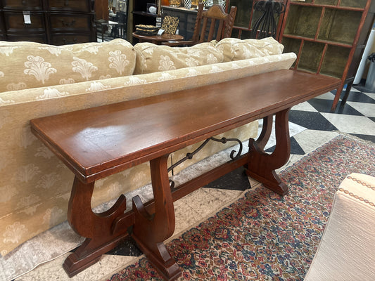 Expandable Wooden Console Table w/ Wrought Iron Base