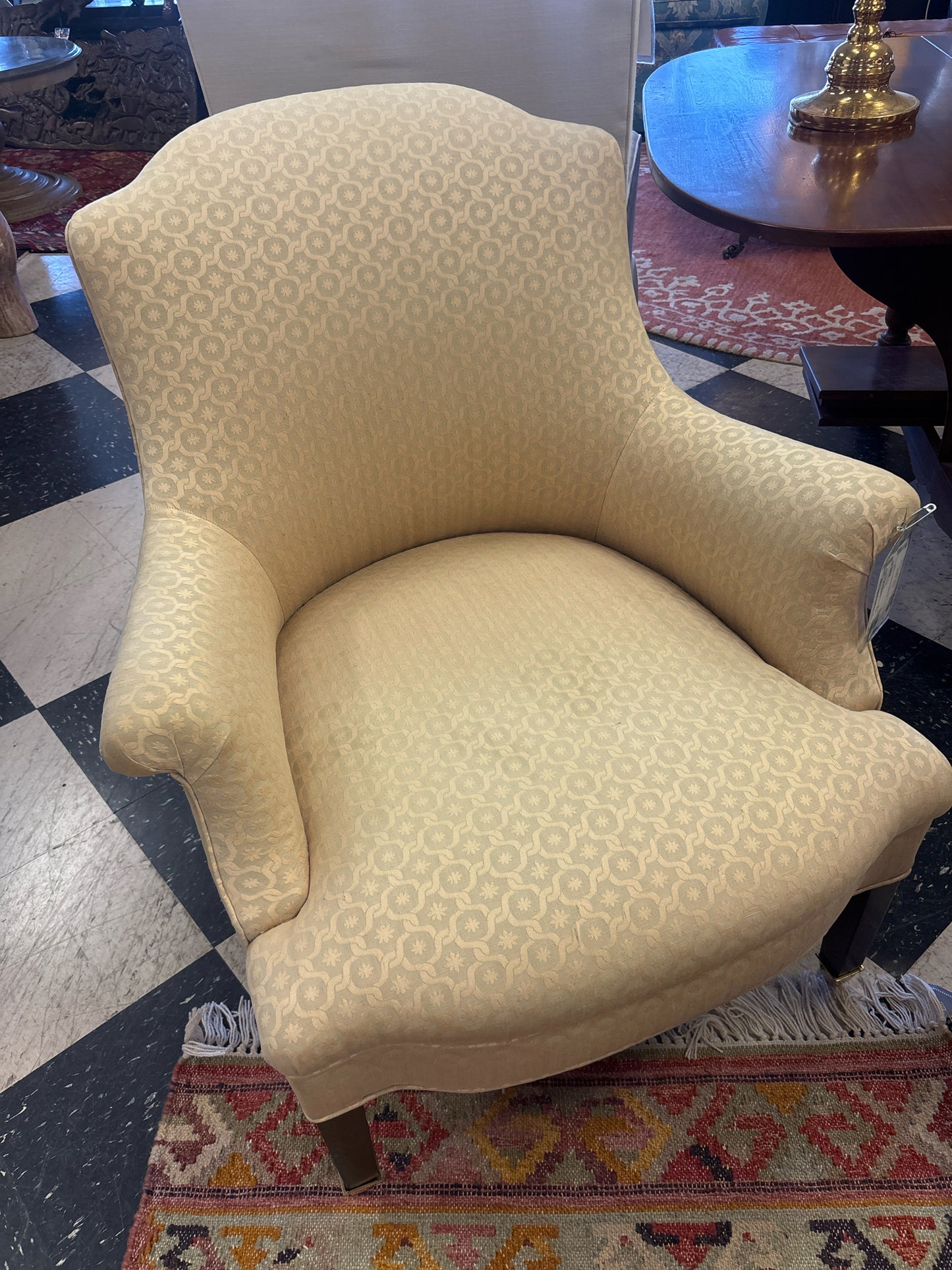 Cream Accent Arm Chair W/ Jacquard Print