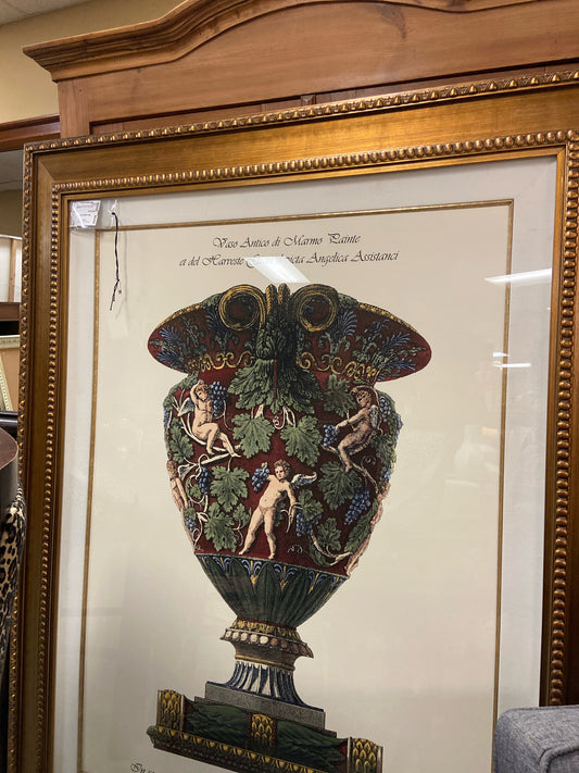 Italian Urn Print Art w/ Gold Frame (55"x66")