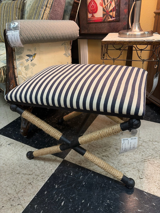 Uttermost Bench B&W w/Rope Wrapped Legs