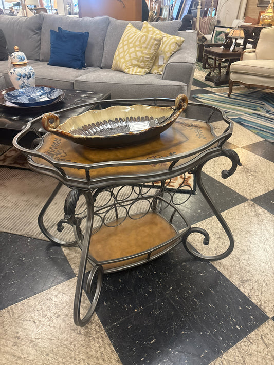 Metal Side Table w/Wine Rack