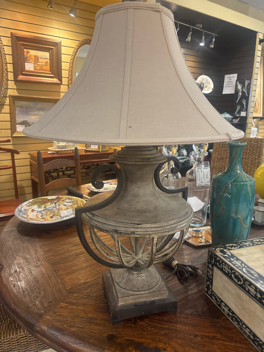 Uttermost Resin & Metal Lamp w/ Beige Shade