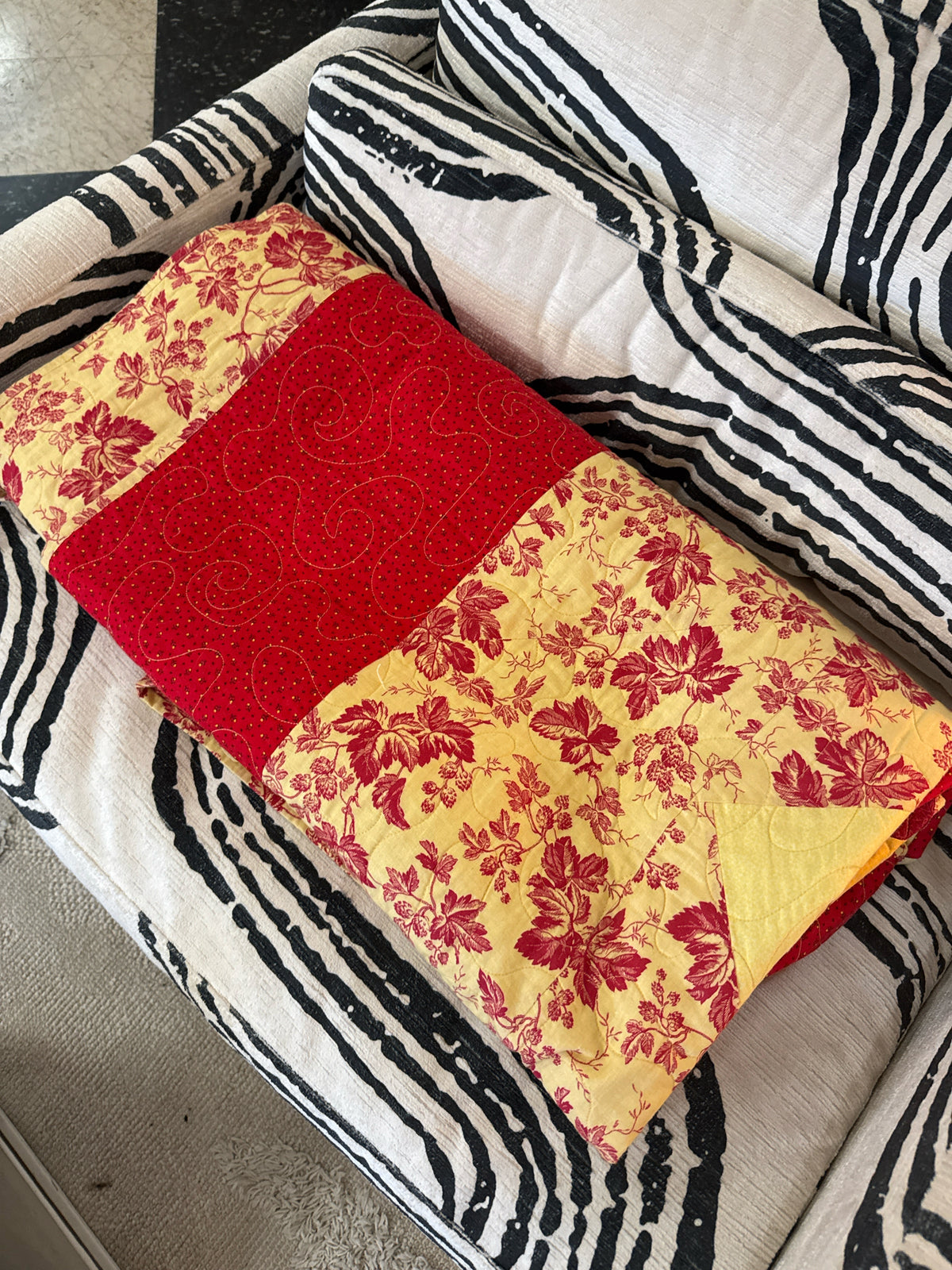 (86"x 104") Handmade Quilt Red/Yellow