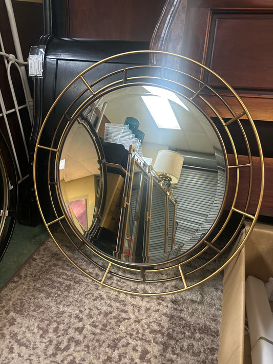 Uttermost Round Beveled Gold Mirror 33"