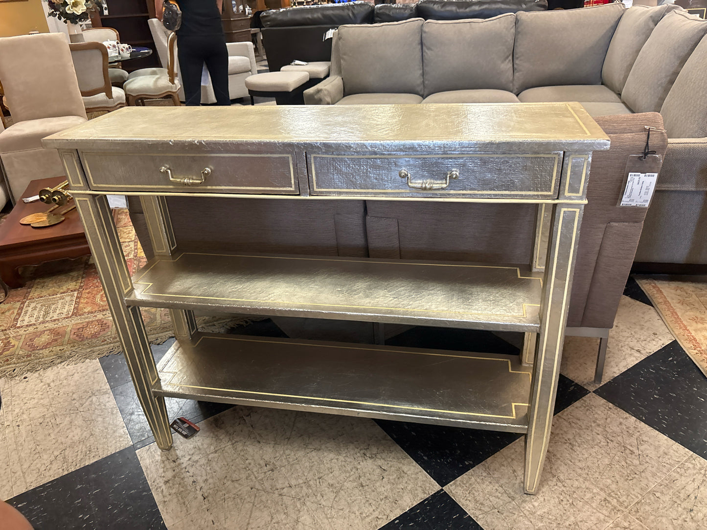 Theodore Alexander Gold Console Table w/2 Drawers (42x12x35)