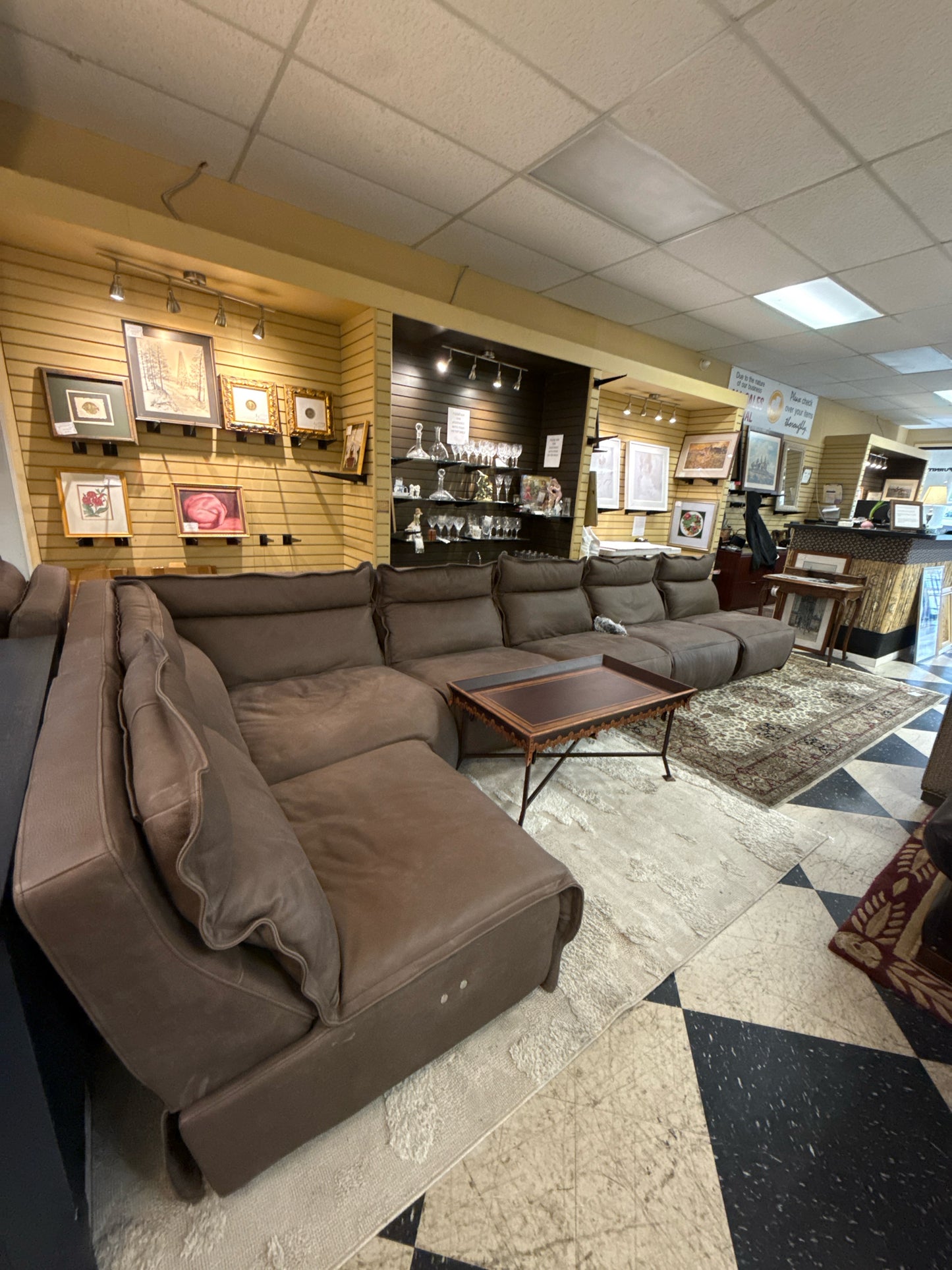 Arhaus Leather Sofa w/6 Electric Recliners 191x122