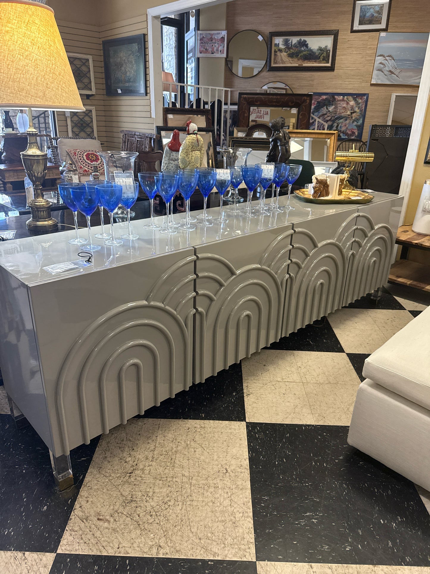 Safavieh Couture Gray Lacquer Acrylic Sideboard