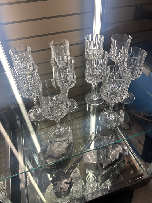 SET of 10 Crystal Wine Glasses