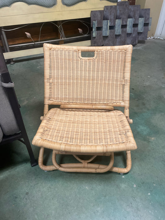 Outdoor Low Profile Rattan Chair w/ 2 Under Supports