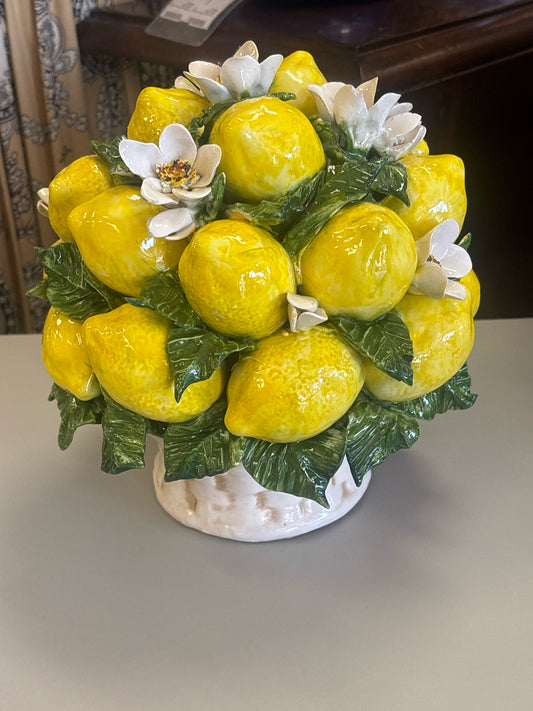 Italian Ceramic Lemon & Flower Centerpiece