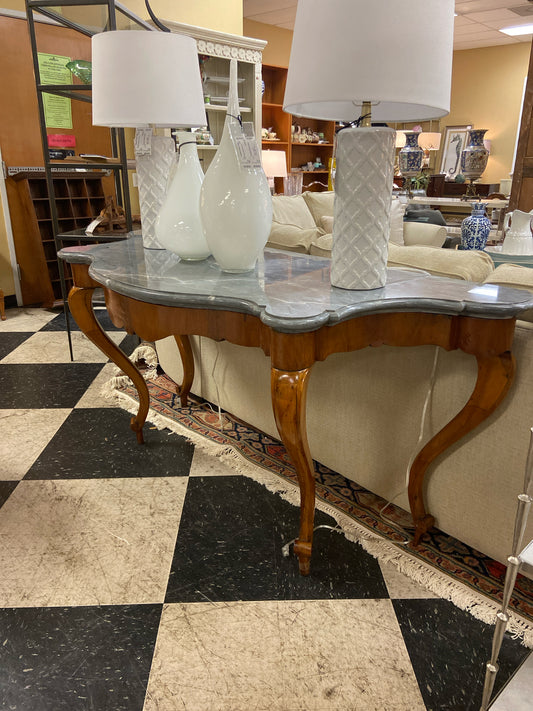 Italian Walnut Table w/ Marble Top - 18th Century (69"W x x 26.5"D x 32.25"H)