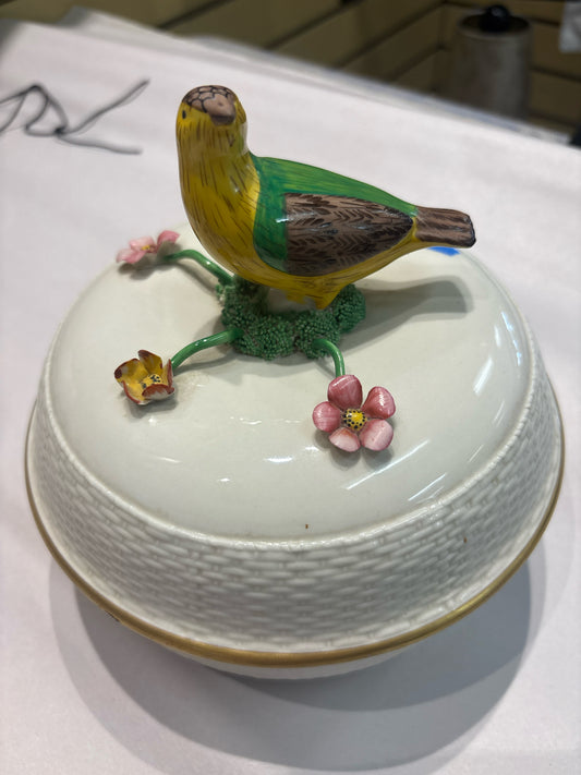 Hand Painted Italian Porcelain Trinket Bowl with Lid
