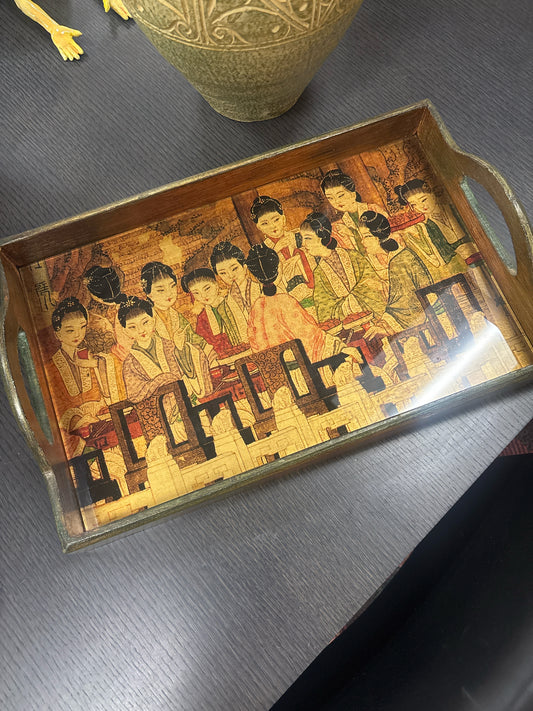 Vintage Asian Serving Tray w/ Handles (11x17)