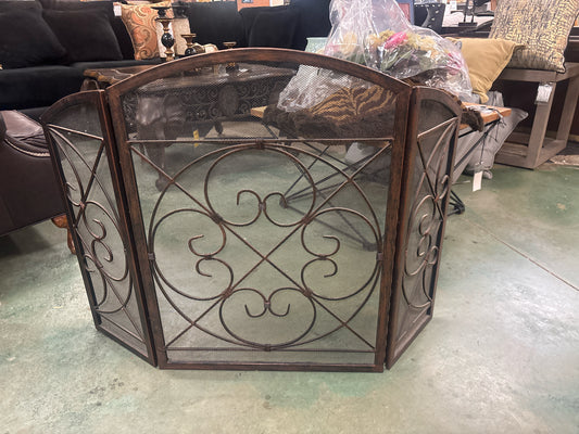 Wrought Iron Fireplace Screen w/ Scrolls