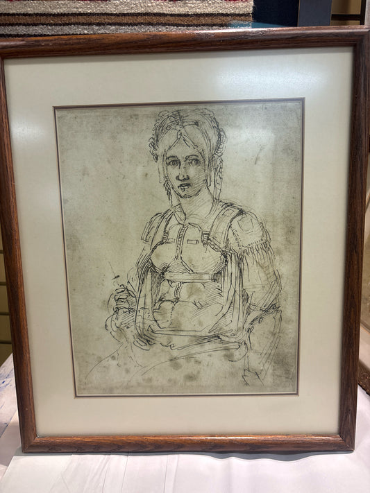 PRINT - Study of a Woman in Gold Frame 19x15