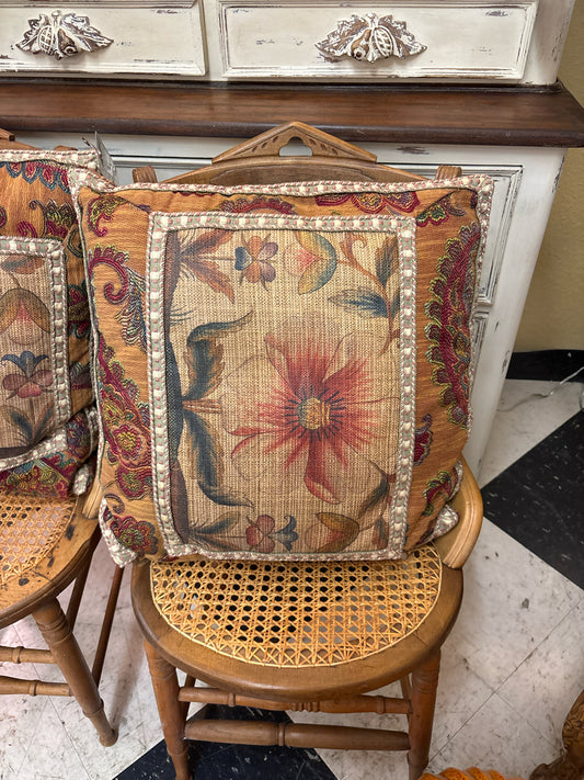 Custom Multi-color Pillow w/ Floral Tapestry Design 20"
