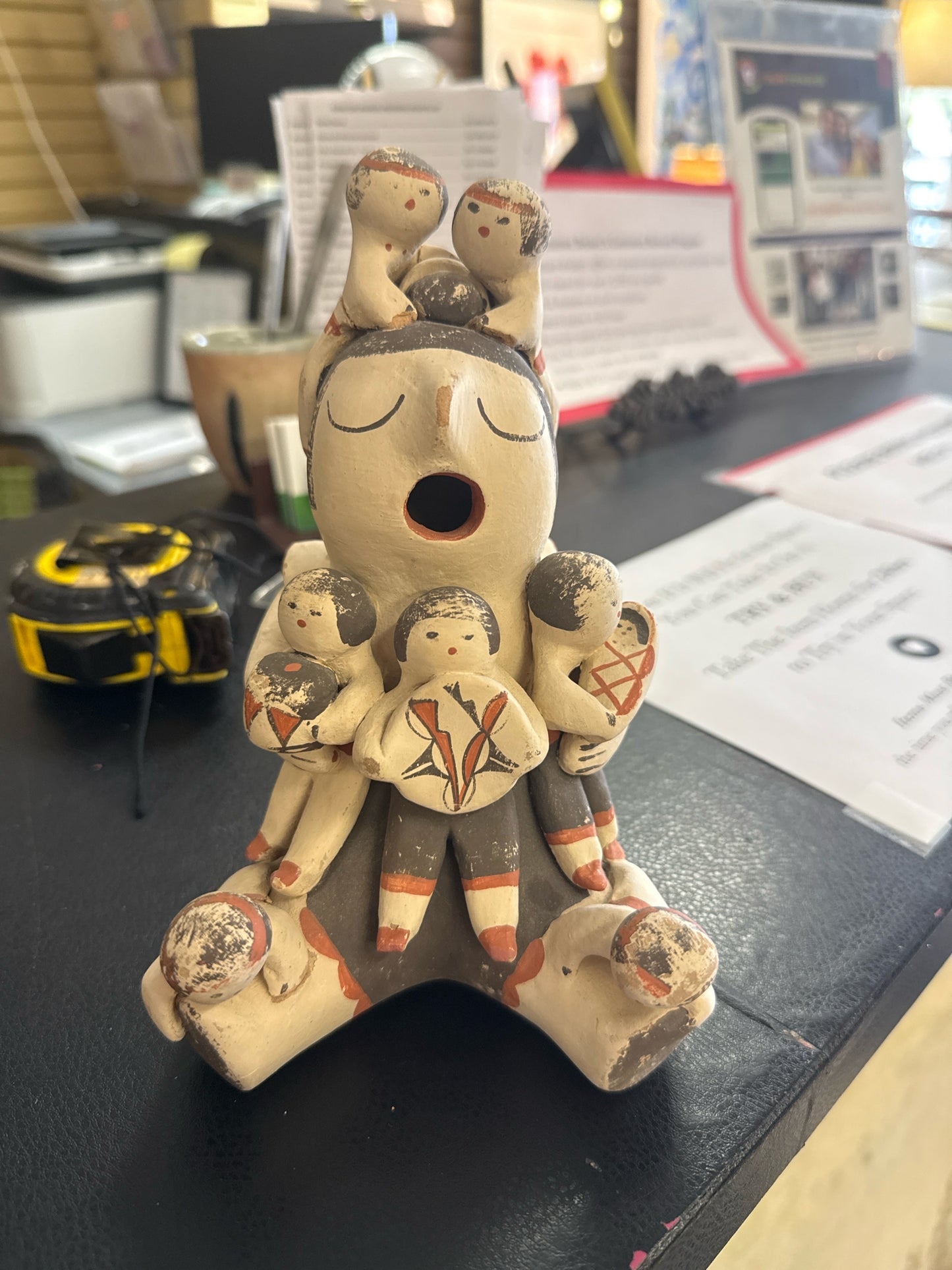Jemez Pueblo Storyteller Figurine, Grandmother w/Children, Signed Nant Toya