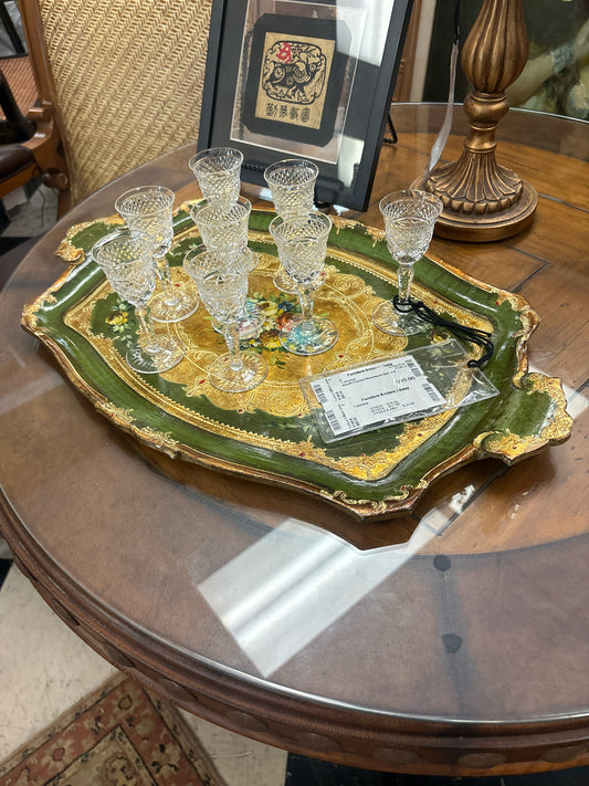 Hand Painted Italian Gold Leaf Tray w/ Handles