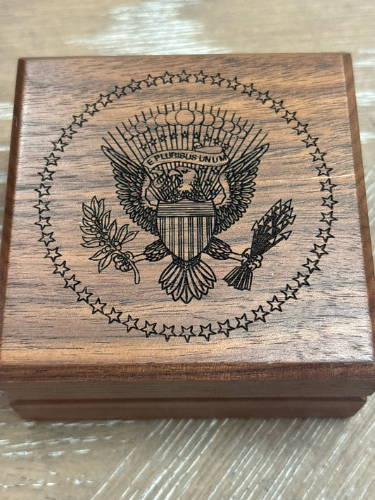 Presidential Wood Box w/ State Dinner Coin