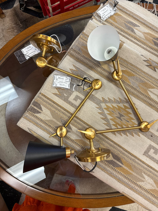 PAIR Birch Lane Reece Single Light Steel & Gold Swing Arm Sconce