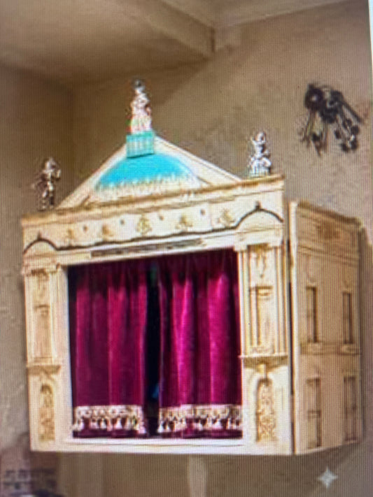 Wooden Marionette Set w/Curtains and Puppet