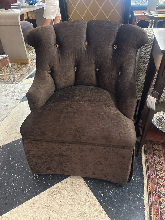 Marge Carson Bespoke Lounge Chair w/ Brown Crocodile Embossed Chenille Upholster