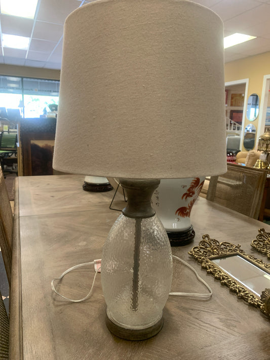 Bubble Glass Gray Washed Lamp w/ Linen Shade 26"