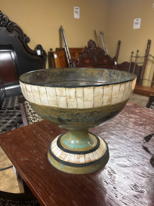 Decorative Bowl - Metal w/ Bone Accent