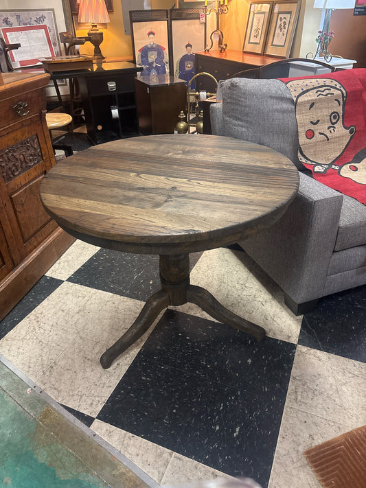 35" Round Wood Entry Table on Pedestal Base