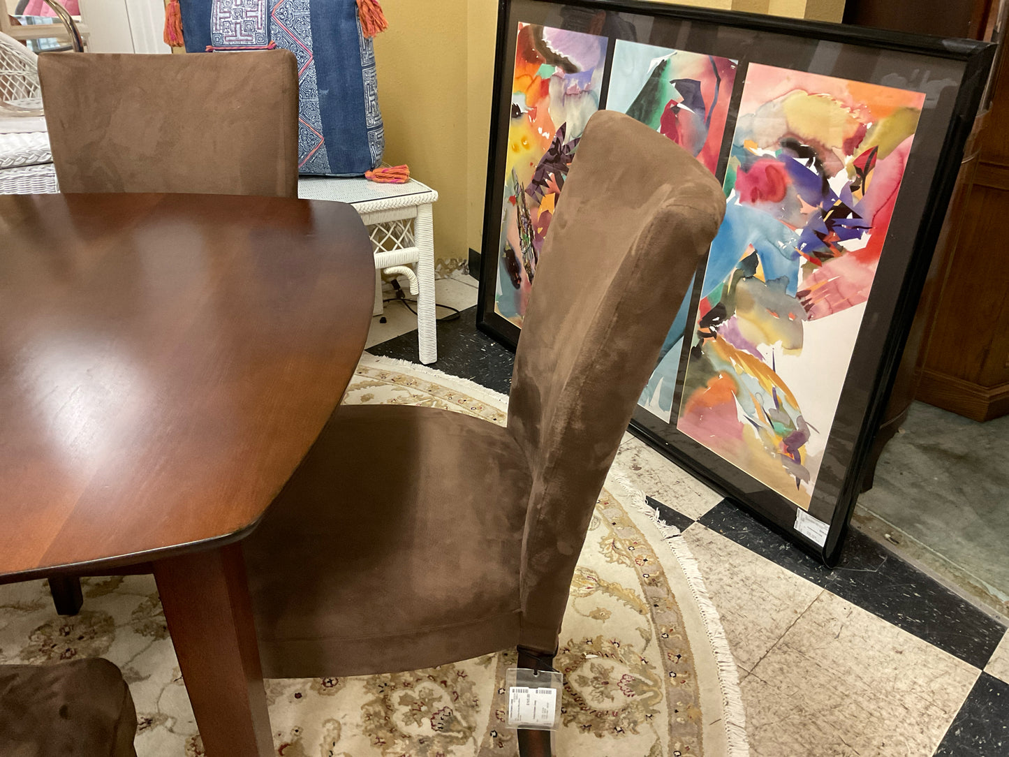 PAIR of Armless Brown Microfiber Suede Chair