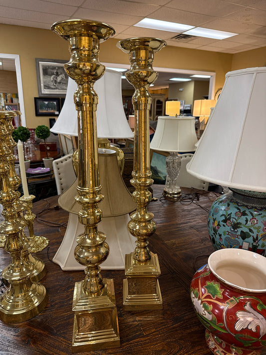 PAIR Hampton Brass Candleabras 32" Tall