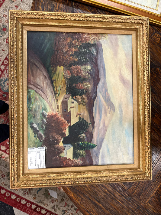 Vintage Original Oil Painting - CountrySide Scne of House by Esther Bentz (20x24