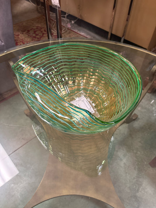 Hand Blown Glass Turquoise & Green Bowl